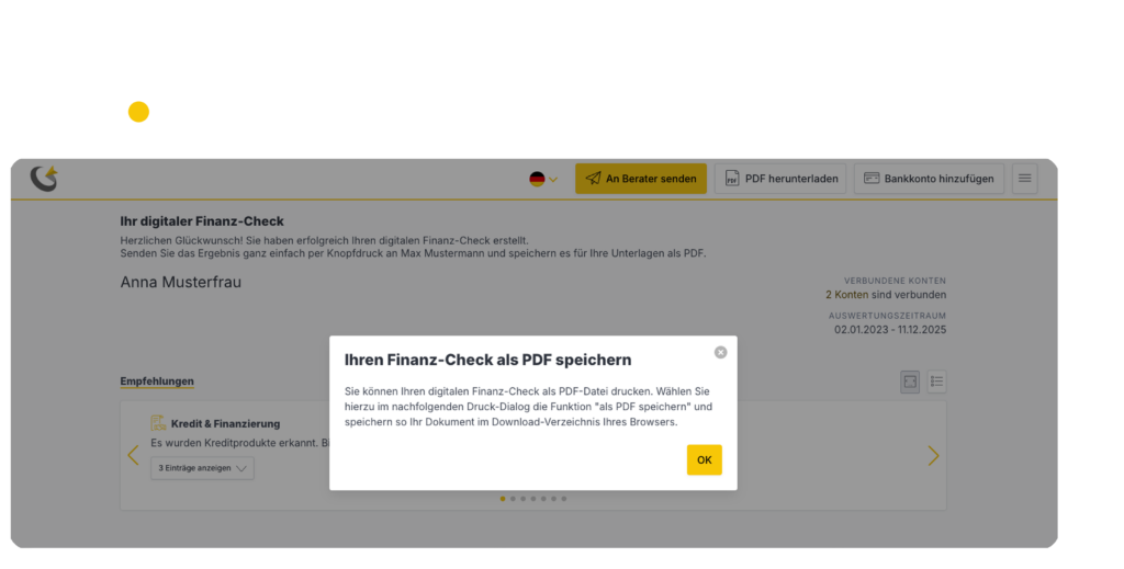 fino-Cockpit Screen: pdf versenden
